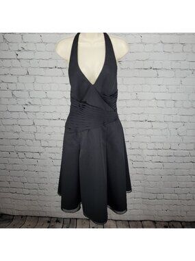 Modern Maids Mary’s Import Bridal's Black Backless Halter A Line Midi Dress 14
